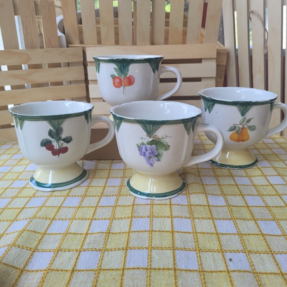 Gibson Fruit Motif Ceramic Mugs - Set of 4